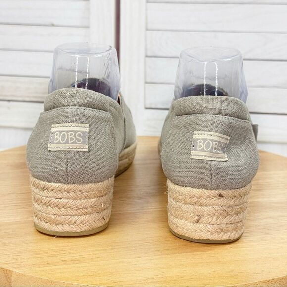 Bobs by Skechers Highlights High Jinx Canvas Wedge Espadrille Shoes Tan 9 - Picture 7 of 11